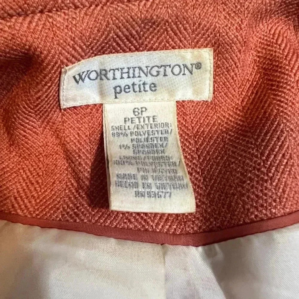 WORTHINGTON BLAZER CORAL 3/4 LENGTH VICTORIAN SLEEVES STRETCH SIZE 6 PETITE - Picture 4 of 8